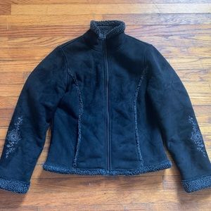 LL Bean Shepra Sheerling Suede Jacket Women’s Small Black